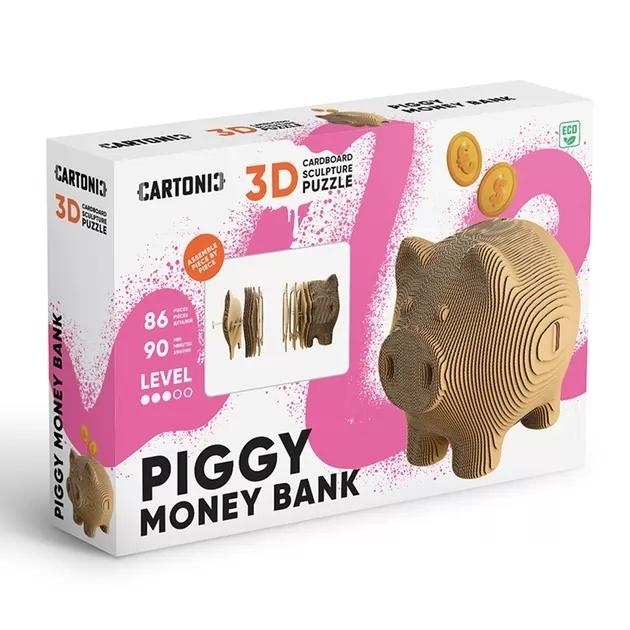 Puzzle 3D z kartonu Świnka skarbonka