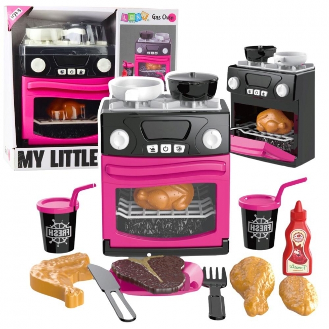 <img src='https://webimage.pl/pics/638/5/d5905991085638.jpg' style='height:440px' /> Kuchenka zabawkowa z piekarnikiem i akcesoriami