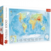 Trefl, Puzzle 1000: Mapa fizyczna świata (10463) (Uszkodzone opakowanie)