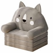 Rozkładany fotel Kot 3 poziomowy szary 56x50cm