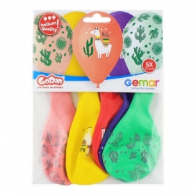 Balon gumowy Godan Premium Hel lama i kaktusy 33 cm / 5 szt. (GS120/LIK)