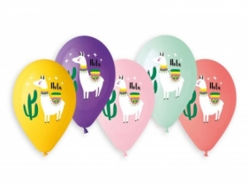 Balon gumowy Godan Premium Hel lama i kaktusy 33 cm / 5 szt. (GS120/LIK)