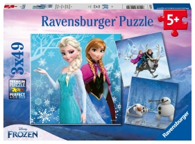 Ravensburger, Puzzle 3x49: Kraina Lodu - Zimowe przygody (9264)