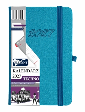 Kalendarz 2027 A6 tygodniowy Techno - turkusowy
