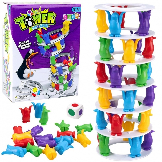 Szalone pingwiny na wieży