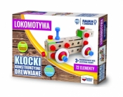 Klocki konstrukcyjne drewniane Lokomotywa