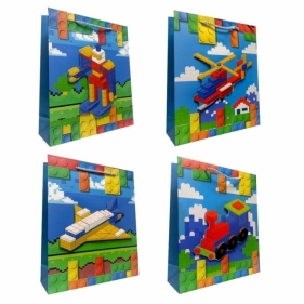 Torebka prezentowa dziecięca S klocki 3D mix