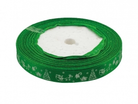 Wstążka satynowa z motywem świątecznym, 12x22m