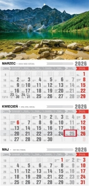 Kalendarz 2026 trójdzielny z magnesem - Tatry