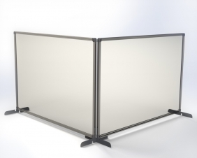 Osłona ochronna MEMOBE, pleksi bezbarwne, rama aluminiowa, metalowa podstawa srebrna 90x60 cm