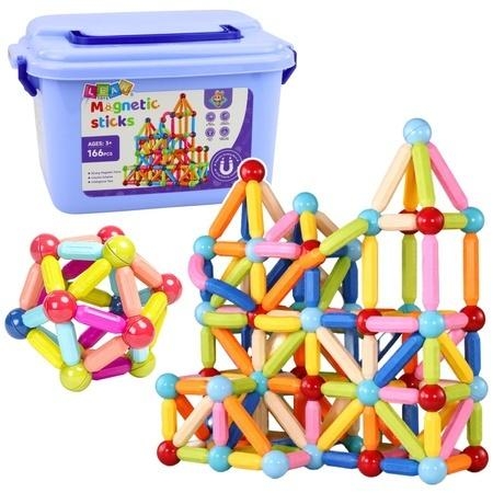 Klocki magnetyczne konstrukcyjne patyczki 3D 166el