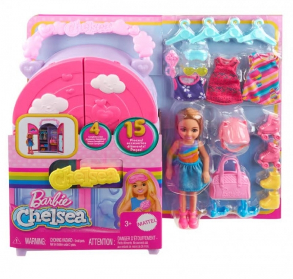 Zestaw z lalką Barbie Chelsea + 15 akcesoriów (HXN03)