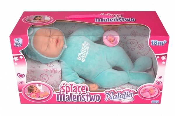 Lalka Natalia śpiące maleństwo - turkusowa (144646)