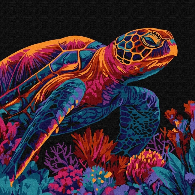 <img src='https://webimage.pl/pics/646/5/d4823104385646.jpg' style='height:440px' /> Malowanie po numerach - Tajemniczy żółw 30x30cm