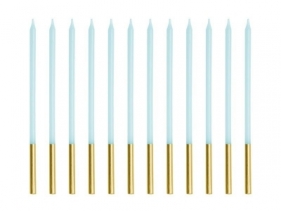 Świeczki urodzinowe gładkie błękitne 14cm 12szt