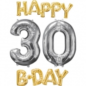 Balon foliowy Happy Birthday 30, 4 sztuki (3606401)