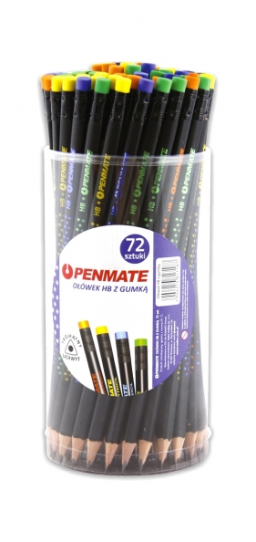 Ołówek Premium Penmate trójkątny HB z gumką w kolorze nadruku mix (TT7229)