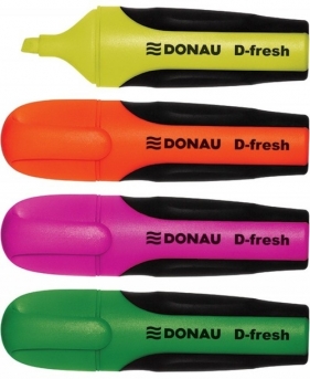 Zakreślacz fluorescencyjny DONAU D-Fresh, 2-5mm(linia), 4 sztuki mix kolorów