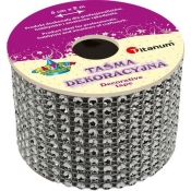 Taśma dekoracyjna kryształki, srebrna (339379)