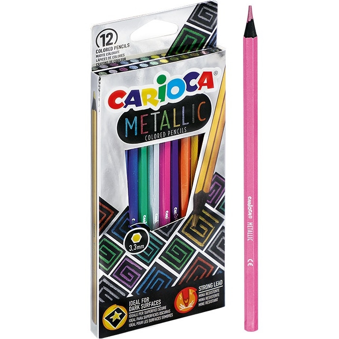 Kredki ołówkowe Carioca, 12 kolorów - metaliczne