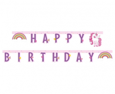 Banner Unicorn Rainbow Happy Birthday