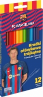 Kredki ołówkowe trójkątne FC Barcelona 12 kolorów, 1 op.