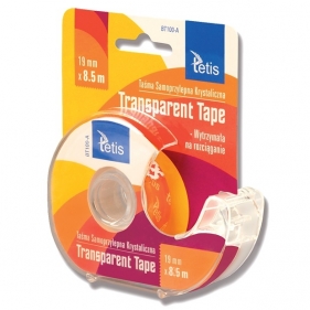 Taśma klejąca z podajnikiem Tetis, 19mm x 8,5m - krystaliczna (BT100-A)
