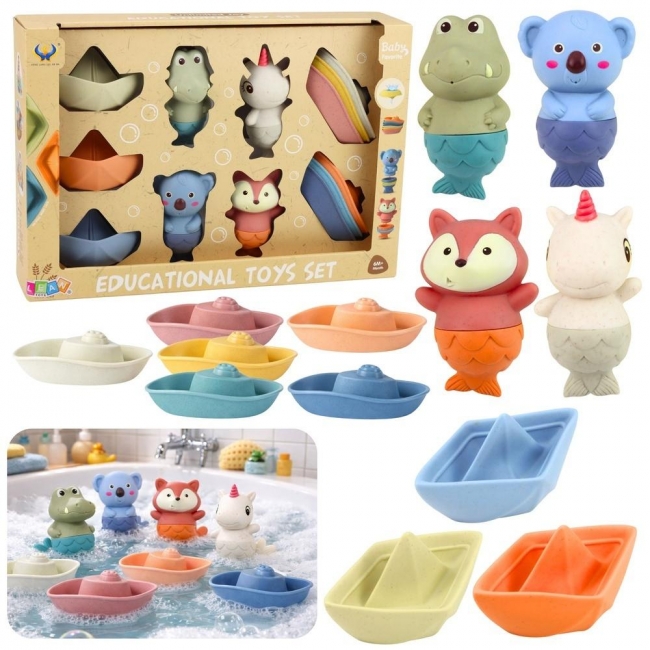 <img src='https://webimage.pl/pics/651/5/d5905991095651.jpg' style='height:440px' /> Zestaw do kąpieli łódeczki statki gumowe 13el.