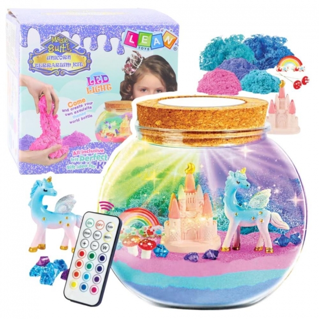 Kreatywny zestaw terrarium jednorożec z lampką LED
