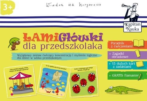 Kapitan Nauka. Łamigłówki dla przedszkolaka (poradnik dla opiekunów + zagadki obrazkowe + karty z ćwiczeniami + flamaster)