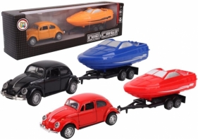 Samochód z łodzią na przyczepie metal mix