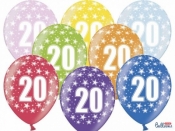 Balon gumowy 20 urodziny, mix kolorów 30 cm/6 sztuk (SB14M-020-000-6)