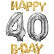 Balon foliowy Happy Birthday 40, 4 sztuki (3606501)
