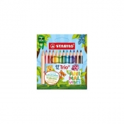 Kredka drewniana Trio gruba Animal vibes 12szt