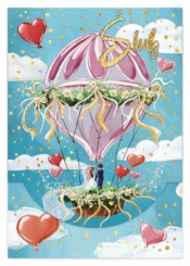 Karnet B6 ślubny pionowy z kieszonką - balon