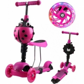 Hulajnoga 3-kołowa 3w1 biedronka różowa
