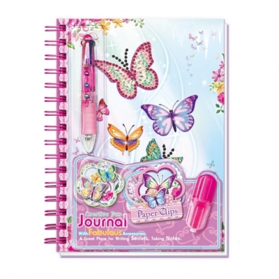 Pamiętnik na spirali z akcesoriami Motylki