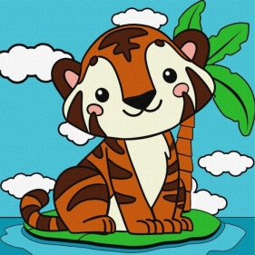 Malowanie po numerach - Urocze tygrysiątko 25x25cm