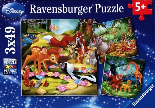 Puzzle Disney Bambi, Baloo i Simba 3x49