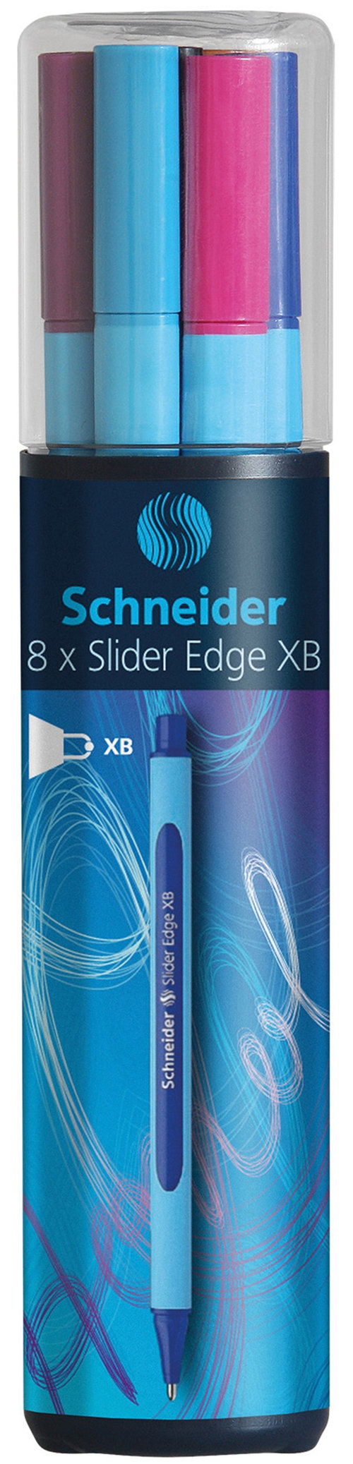 Zestaw długopisów w tubie Schneider Slider Edge, XB, 8 sztuk miks kolorów