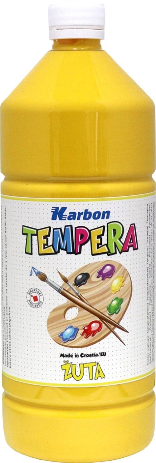 Farba tempera w butelce KARBON 550ml.  Żółty