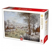 Puzzle 1000: Zimowy krajobraz z wioską w tle