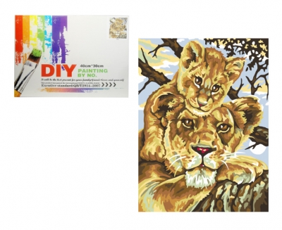 <img src='https://webimage.pl/pics/656/9/d5902496189656U942.jpg' style='height:440px' /> Malowanie po numerach Lwica z lwiątkiem
