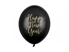 Balony Happy New Year pastel black 30cm 50szt