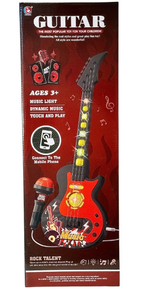 Instrument muzyczny gitara z mikrofonem ze światłem i dźwiękiem