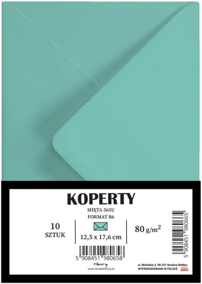 Koperty B6 miętowe 10szt