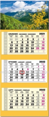 Kalendarz 2022 trójdzielny lux Tatry