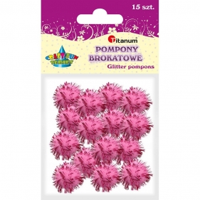 Pompony brokatowe, 15 szt. - różowe (338525)