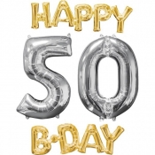 Balon foliowy Happy Birthday 50, 4 sztuki (3606601)