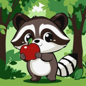 Malowania po numerach - Uroczy szop z jabłkiem